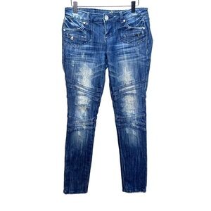 Y2K Almost Famous Distressed Skinny Moto Jeans Size 7